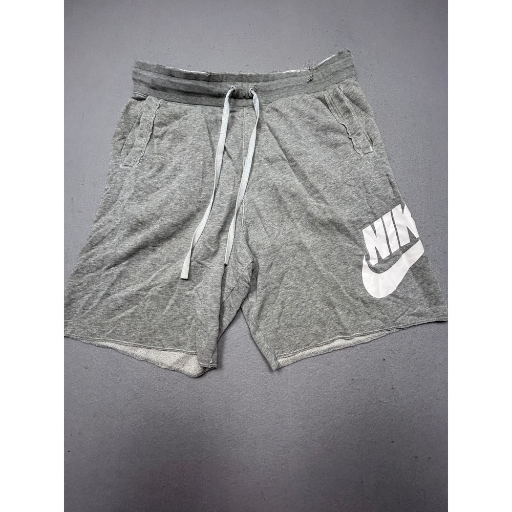 Nike Sportswear Cotton Blend Jersey Gray Logo Shorts Medium Mens